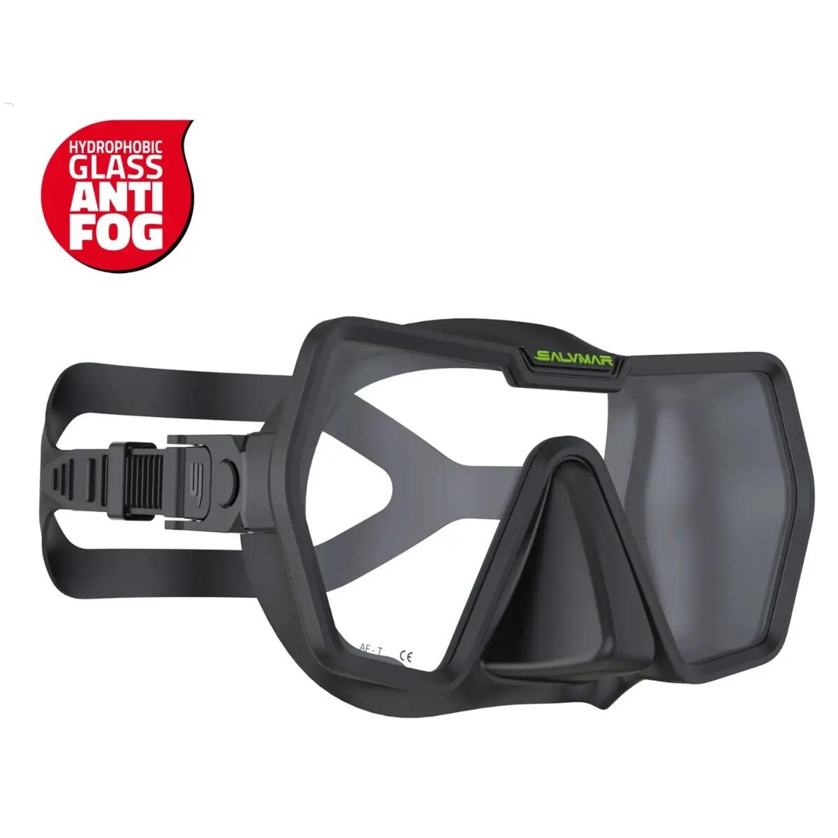 Maschera DRAKE Anti Fog, Cinghiolo elastico, Nero